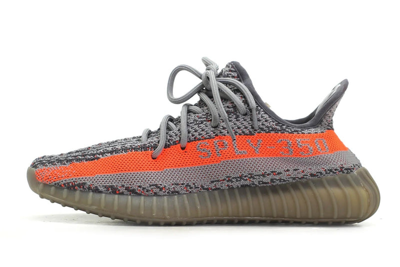 Tênis Yeezy Boost 350, Cinza e Laranja