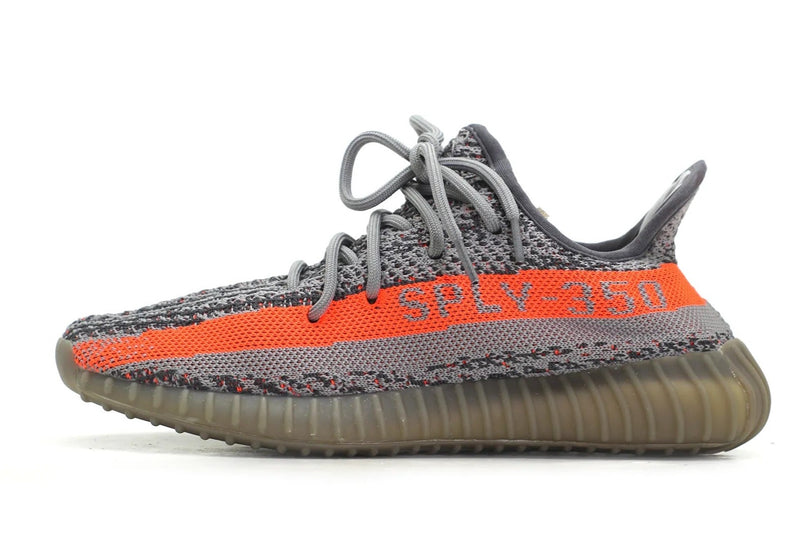 Tênis Yeezy Boost 350, Cinza e Laranja