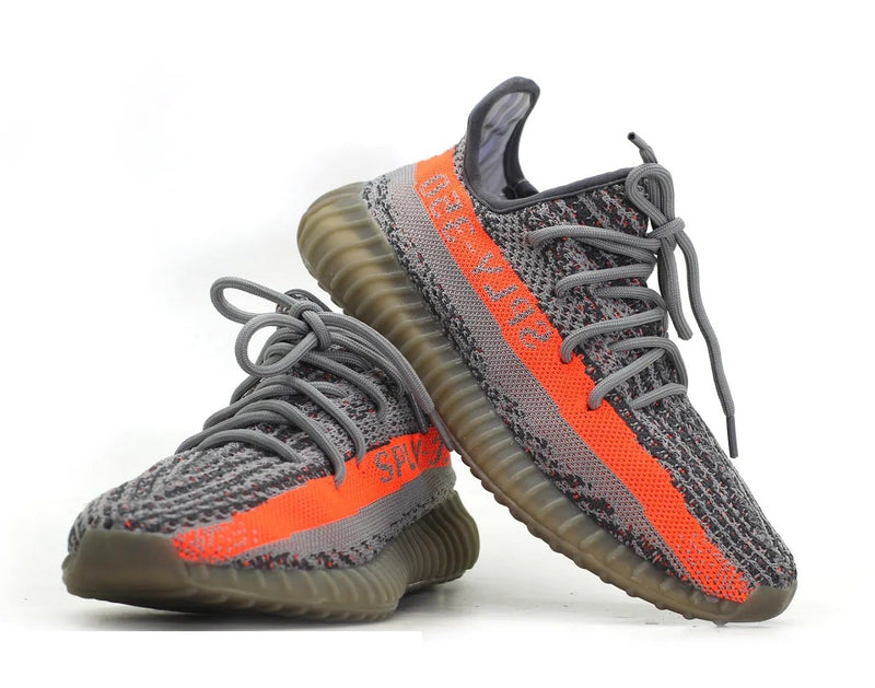 Tênis Yeezy Boost 350, Cinza e Laranja